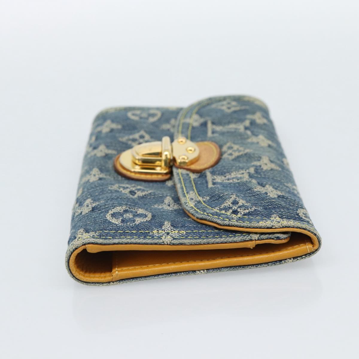 LOUIS VUITTON Monogram denim Portefeuille Amelia Wallet Blue M95511 Auth 190233V