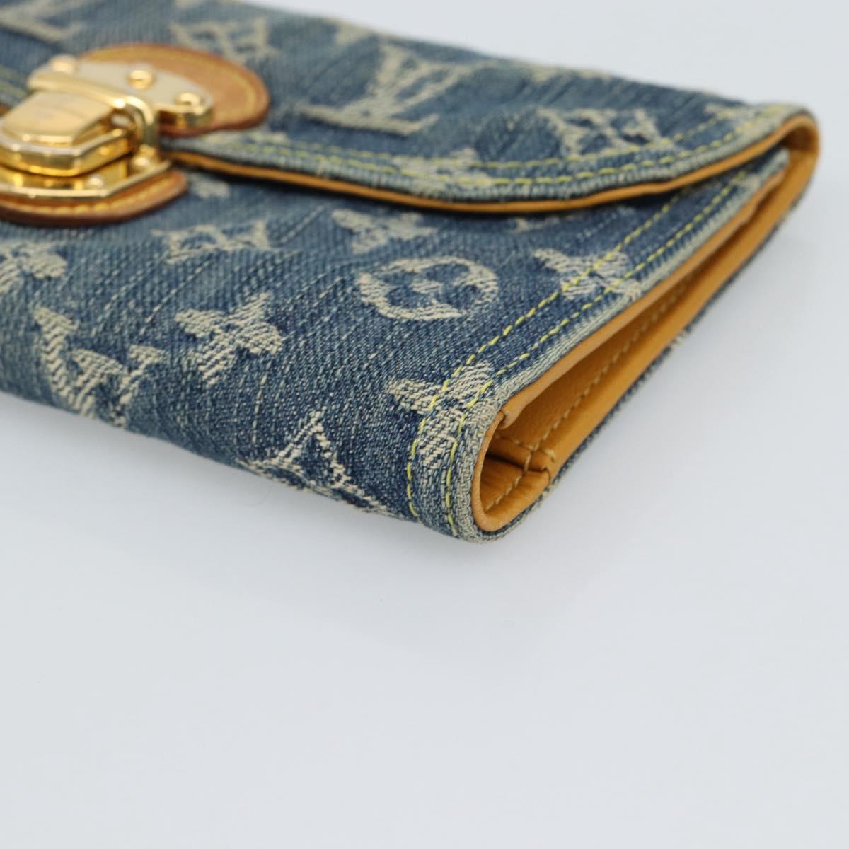 LOUIS VUITTON Monogram denim Portefeuille Amelia Wallet Blue M95511 Auth 190233V