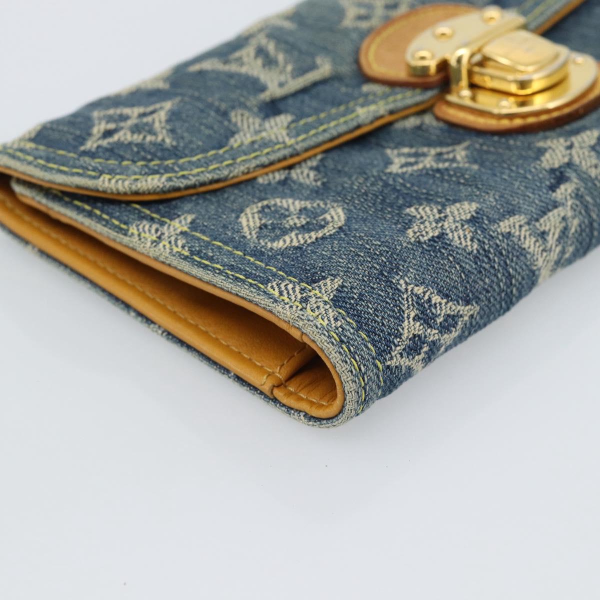 LOUIS VUITTON Monogram denim Portefeuille Amelia Wallet Blue M95511 Auth 190233V