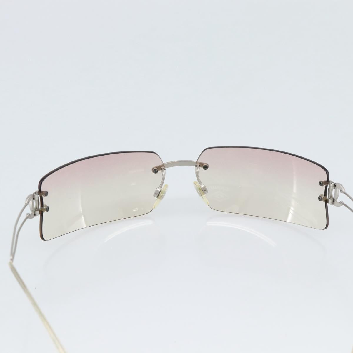 CHANEL COCO Mark Sunglasses Metal Silver CC Auth 190235