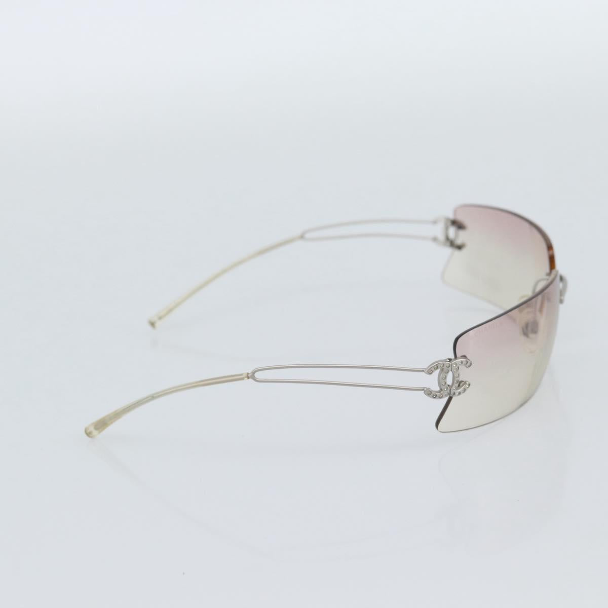 CHANEL COCO Mark Sunglasses Metal Silver CC Auth 190235