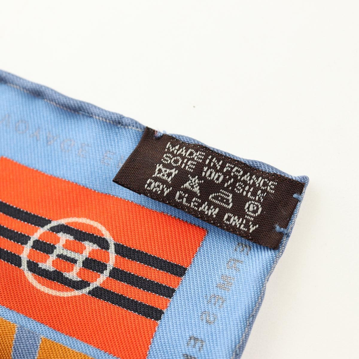 HERMES Carre 90 Scarf ”En Voyage"" Silk Blue Auth 190238M