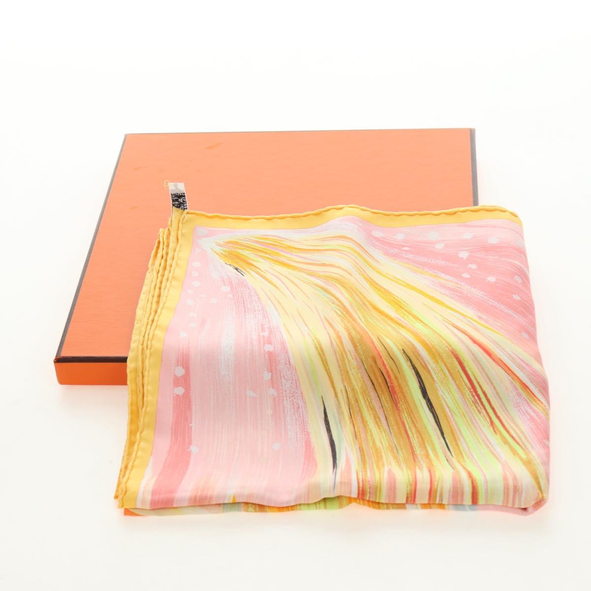HERMES Carre 90 Scarf ”FEUX DU CIEL"" Silk Pink Auth 190239M