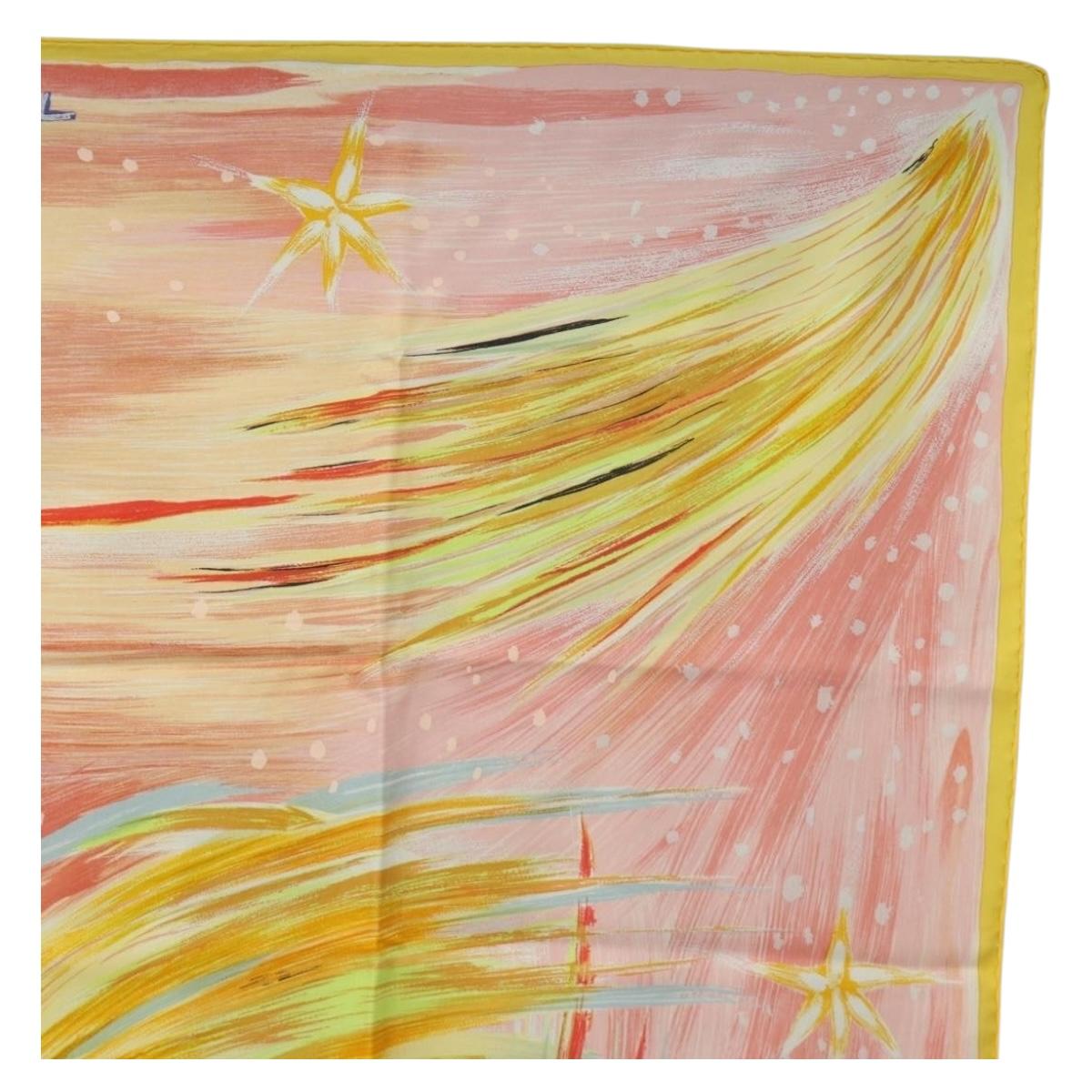 HERMES Carre 90 Scarf ”FEUX DU CIEL"" Silk Pink Auth 190239M
