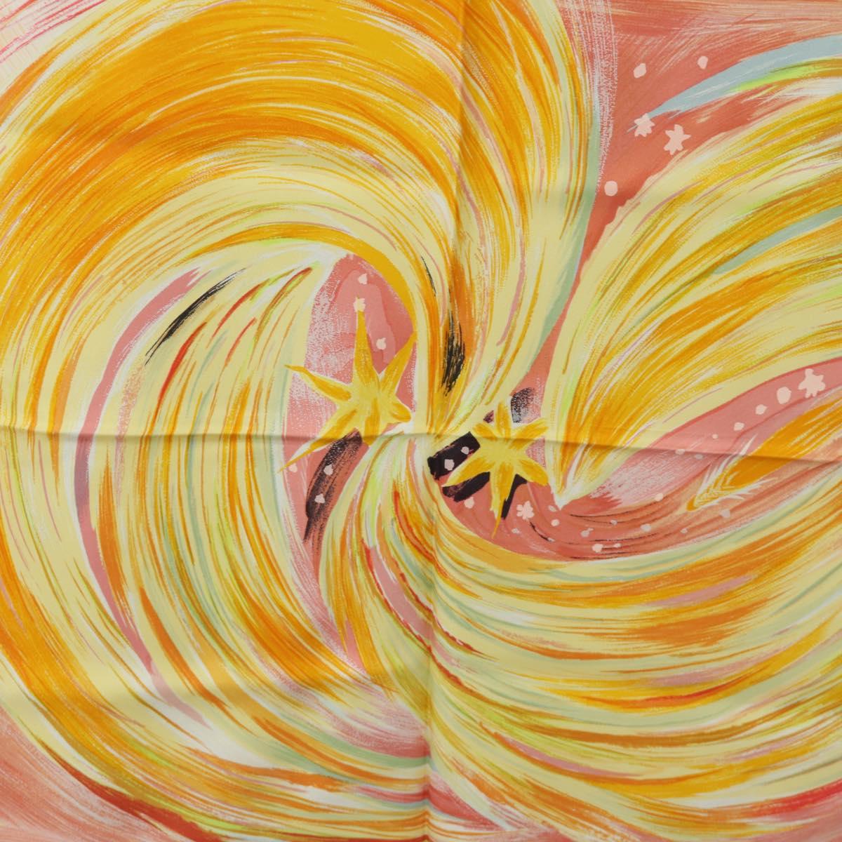 HERMES Carre 90 Scarf ”FEUX DU CIEL"" Silk Pink Auth 190239M