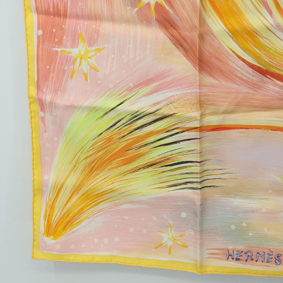 HERMES Carre 90 Scarf ”FEUX DU CIEL"" Silk Pink Auth 190239M