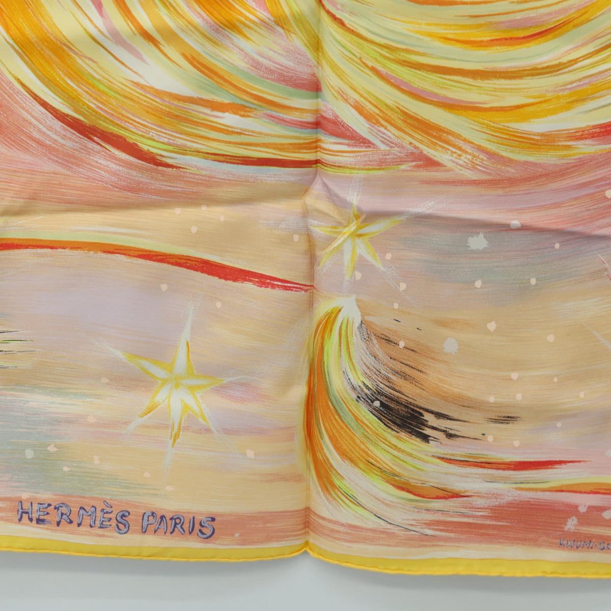 HERMES Carre 90 Scarf ”FEUX DU CIEL"" Silk Pink Auth 190239M