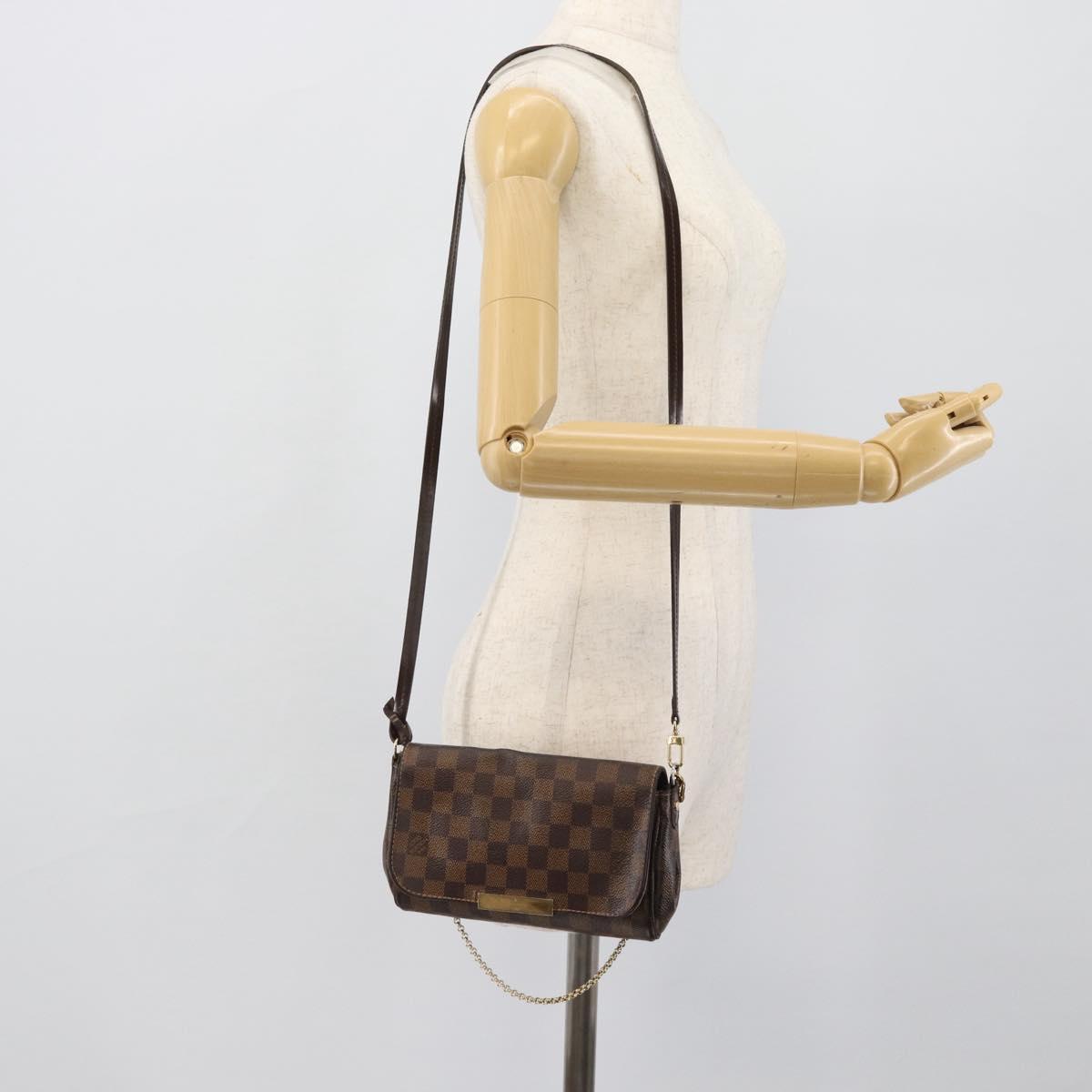 LOUIS VUITTON Damier Ebene Favorit PM Shoulder Bag 2way N41276 LV Auth 190240