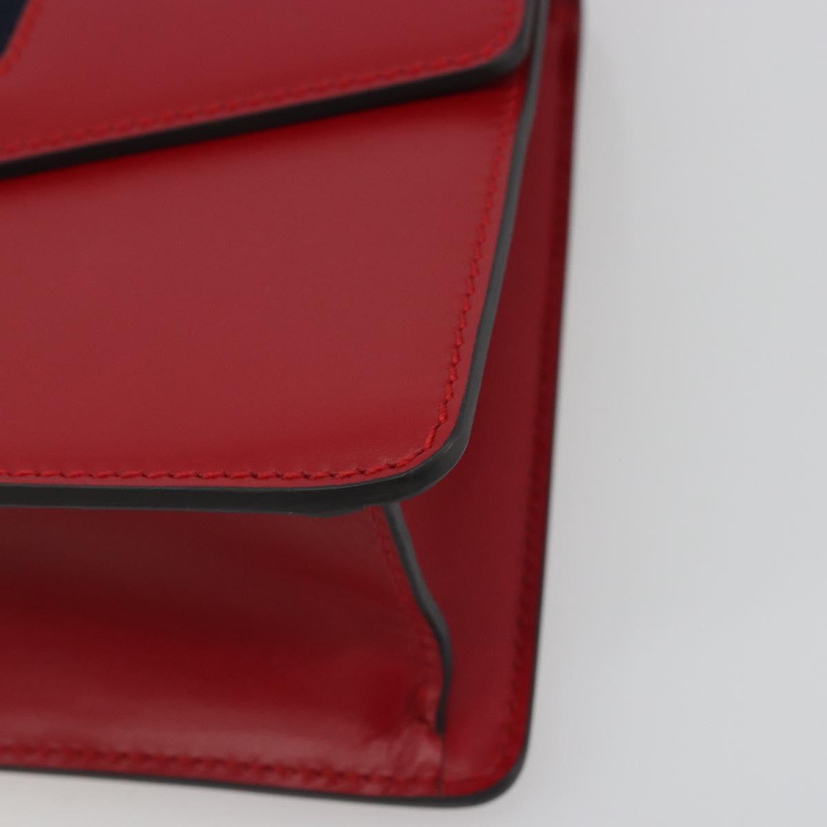 GUCCI Sherry Line Silvi Shoulder Bag Leather Red Gold 421882 Auth 190243V