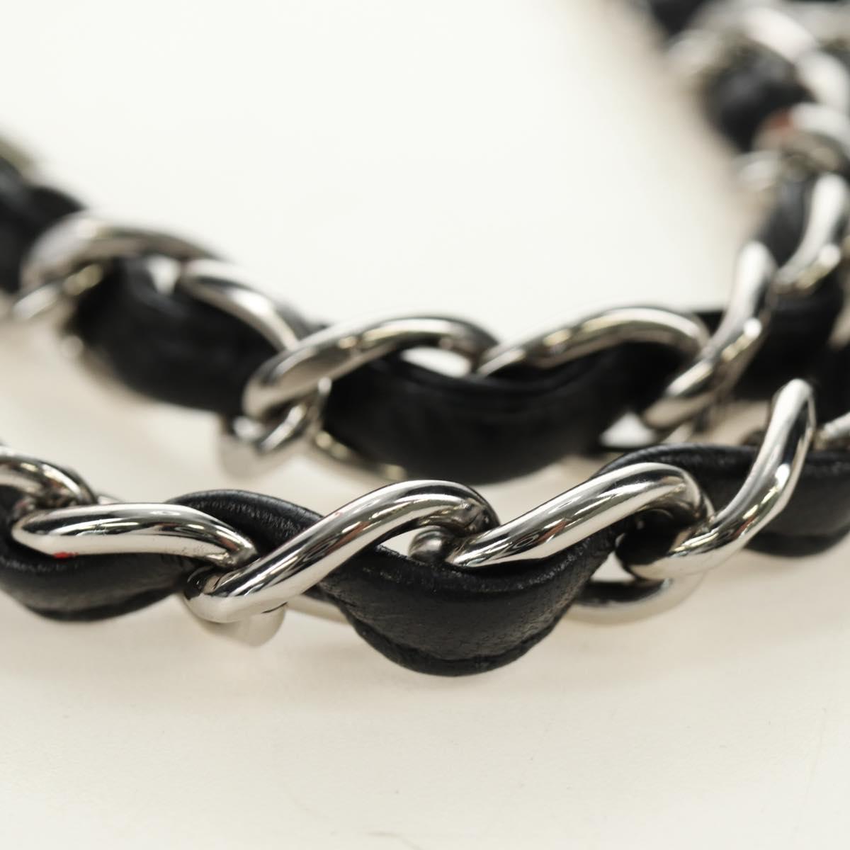 CHANEL Chain Big Matelasse 30 Bag Lamb Skin White Black Silver CC Auth 190244SAM