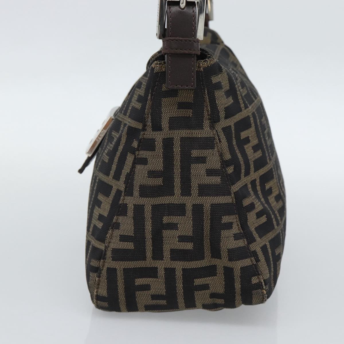 FENDI Zucca Canvas Mamma Baguette Shoulder Bag Brown Black Auth 190254A