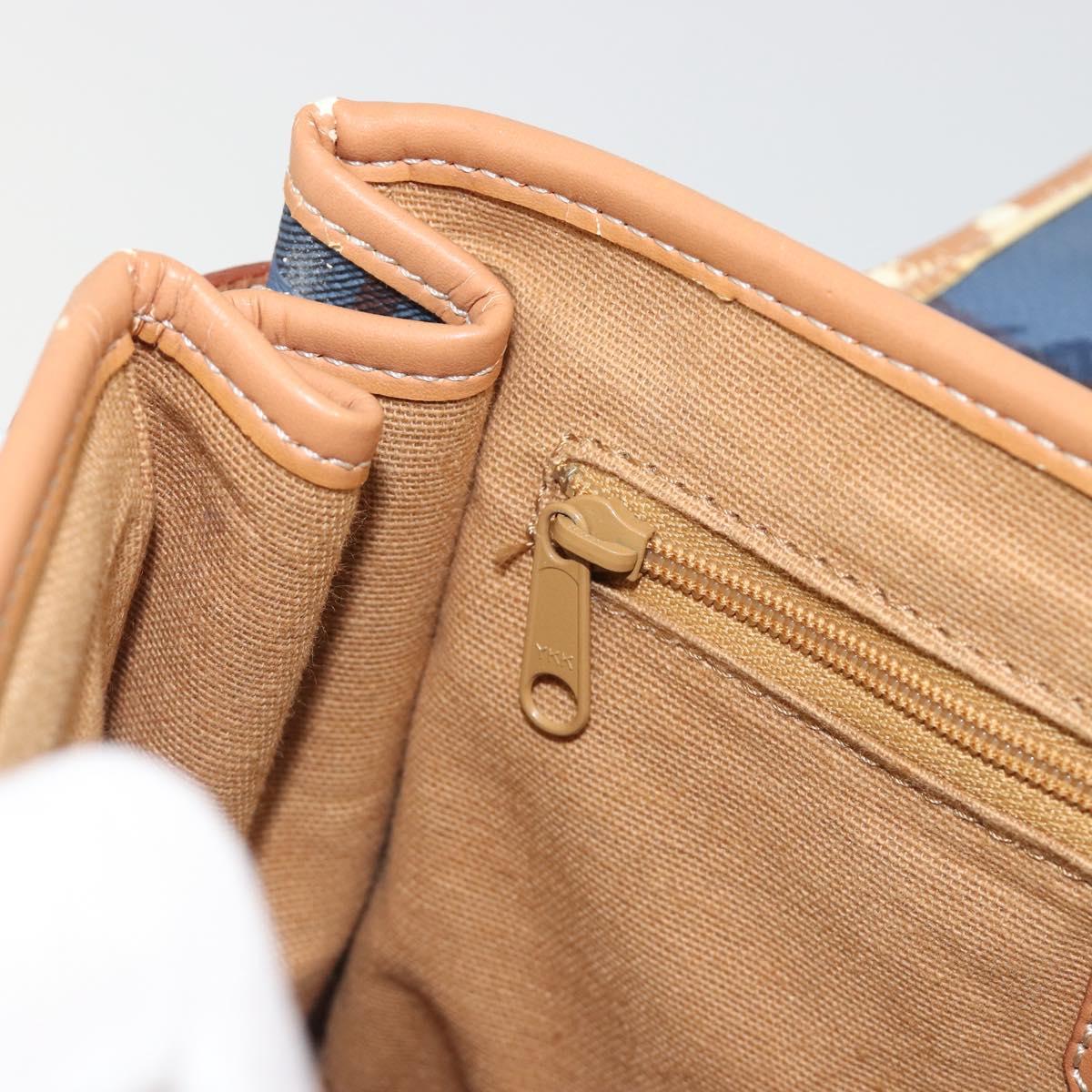 Burberrys Nova Check Hand Bag PVC 2way Blue Gold Auth 190255