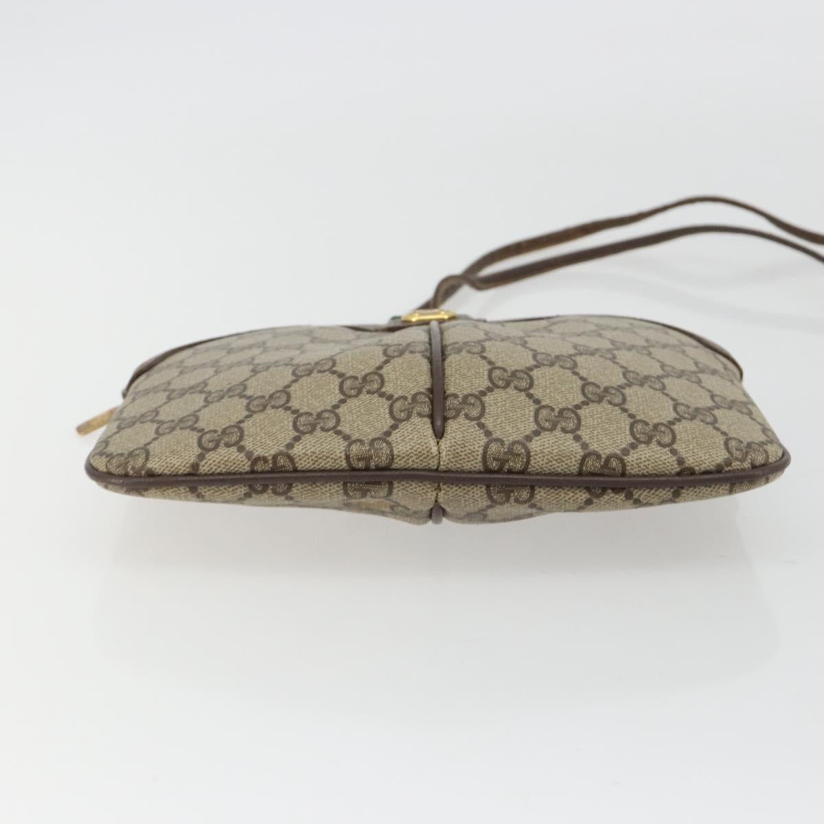 GUCCI GG Supreme Web Sherry Line Bag PVC Beige Gold 904 02 047 Auth 190257