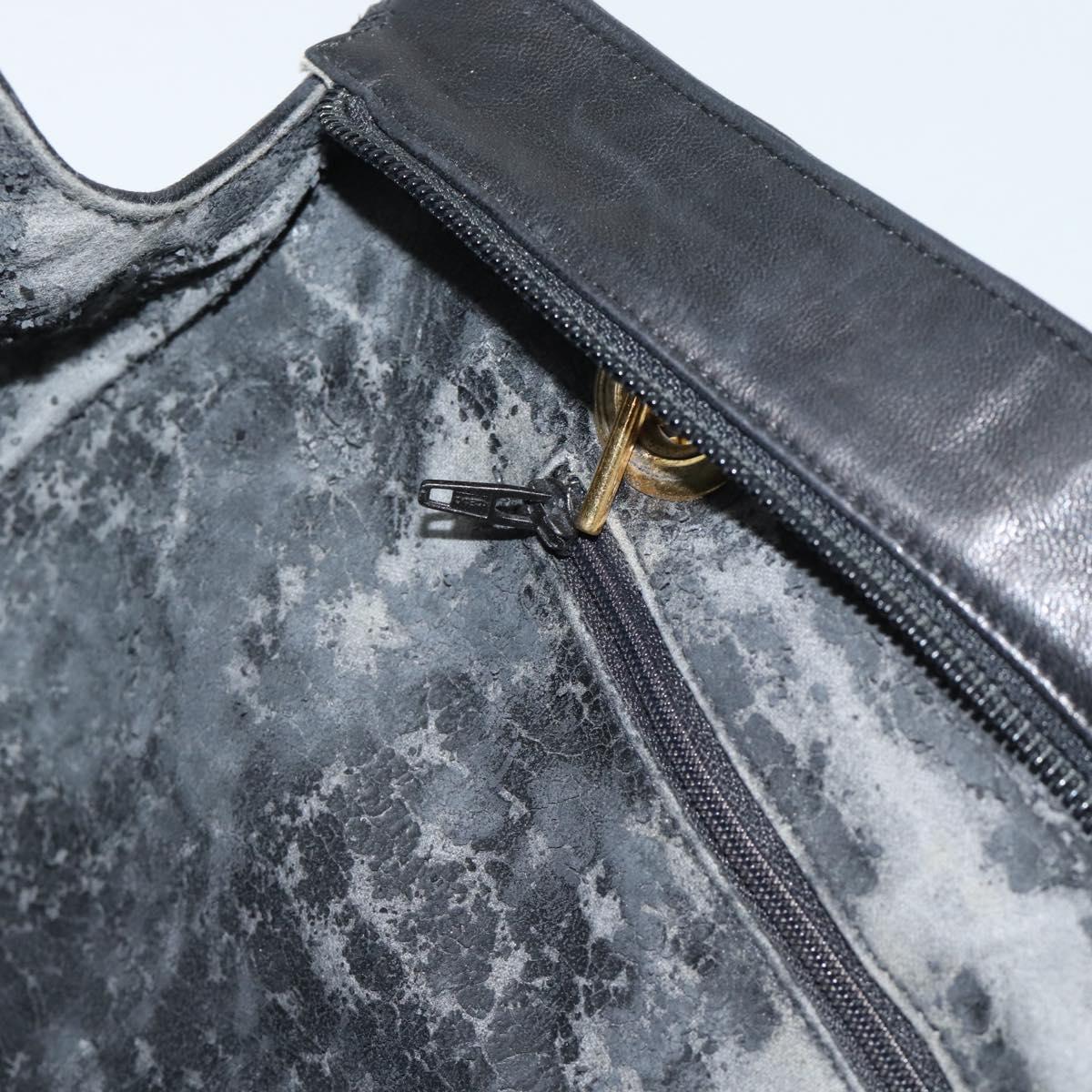 BALLY Chain Shoulder Bag Leather Black Gold Auth 190259