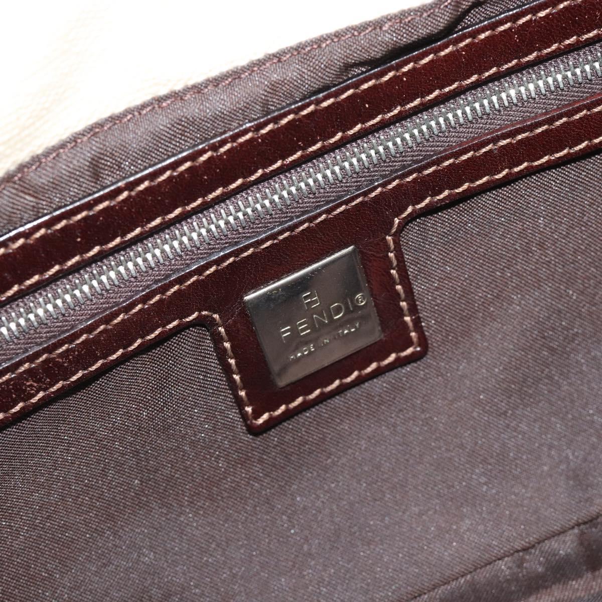 FENDI Zucca Canvas Mamma Baguette Shoulder Bag Beige Silver Auth 190260SAM