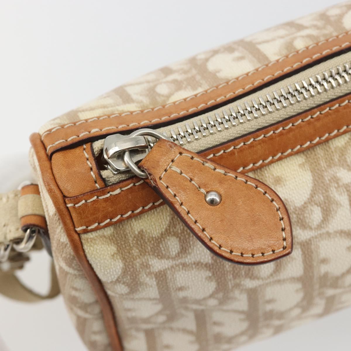 Christian Dior Trotter Canvas Romantic Shoulder Bag PVC Ivory Silver Auth 190263A