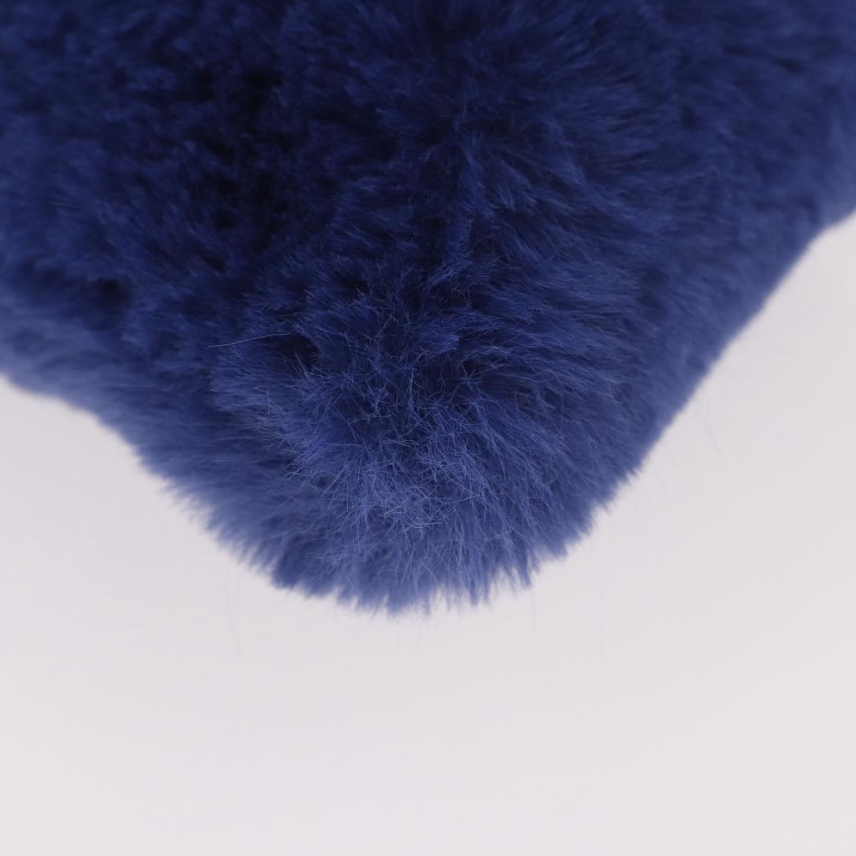 Jimmy Choo Chain Shoulder Phone Holder Acrylic Fur Blue Silver Auth 190265A