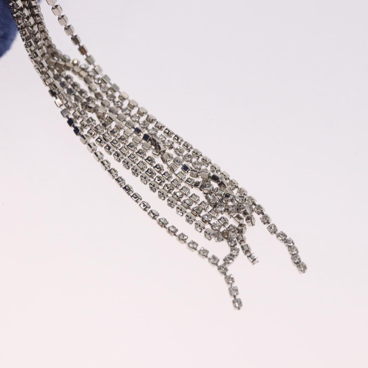 Jimmy Choo Chain Shoulder Phone Holder Acrylic Fur Blue Silver Auth 190265A