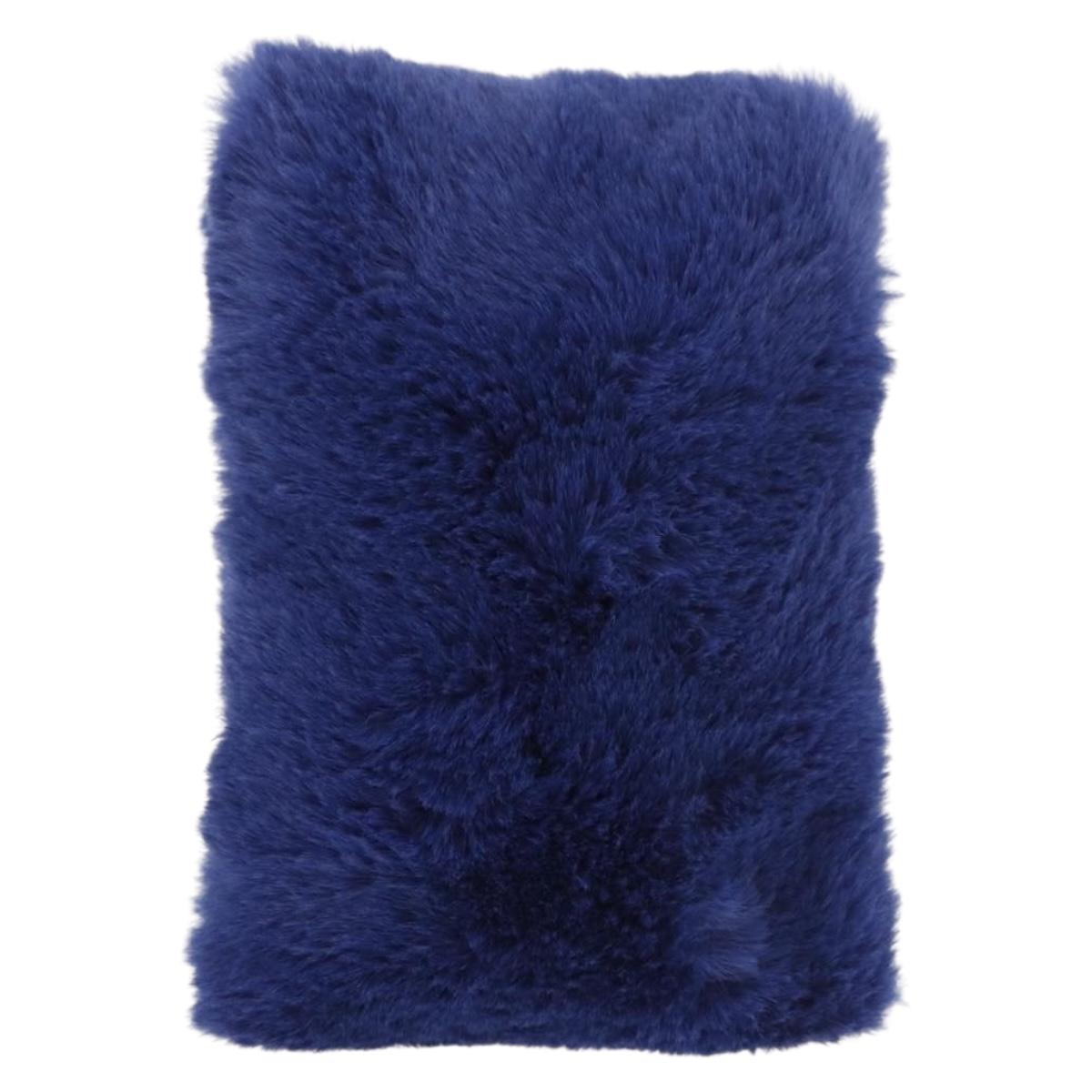 Jimmy Choo Chain Shoulder Phone Holder Acrylic Fur Blue Silver Auth 190265A