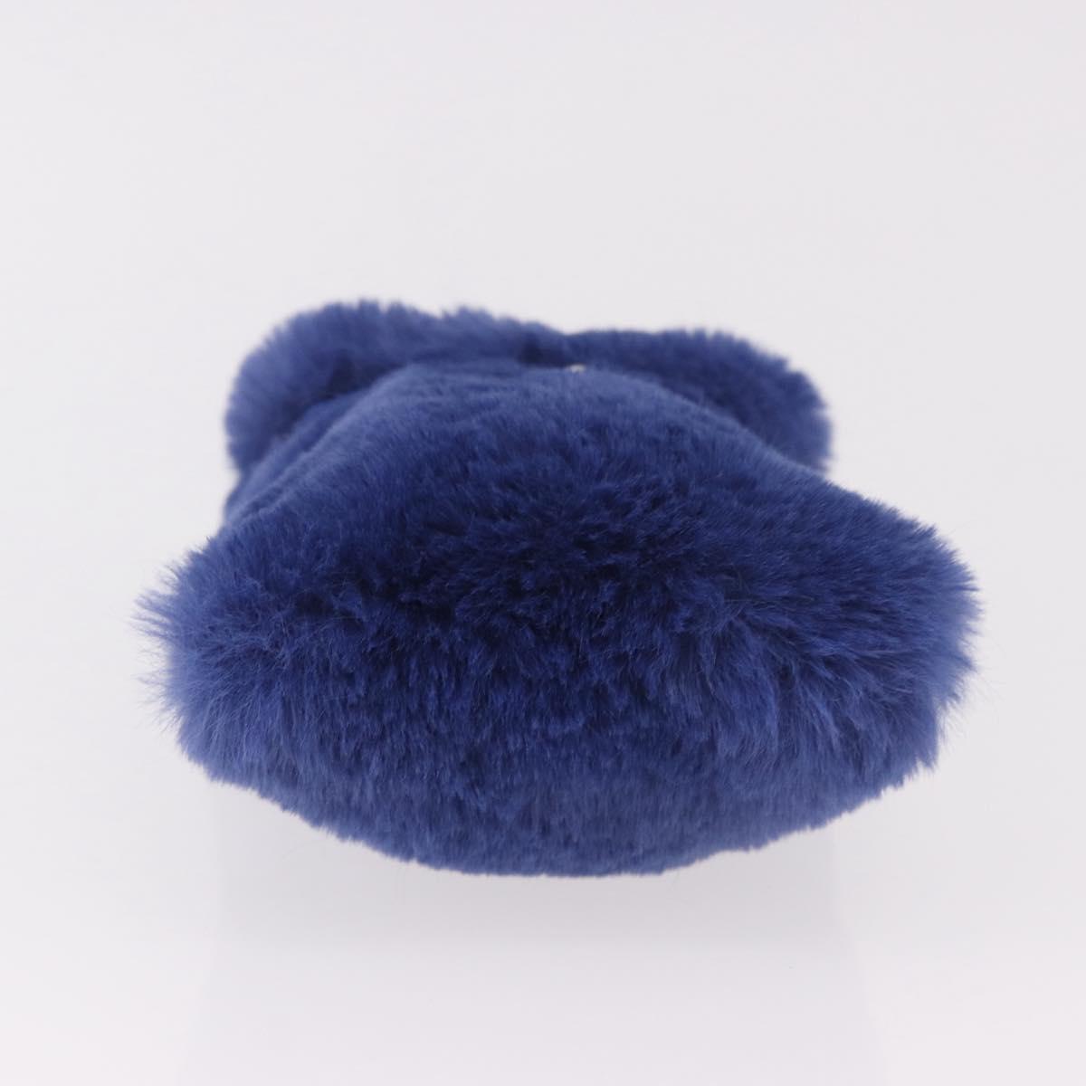 Jimmy Choo Chain Shoulder Phone Holder Acrylic Fur Blue Silver Auth 190265A