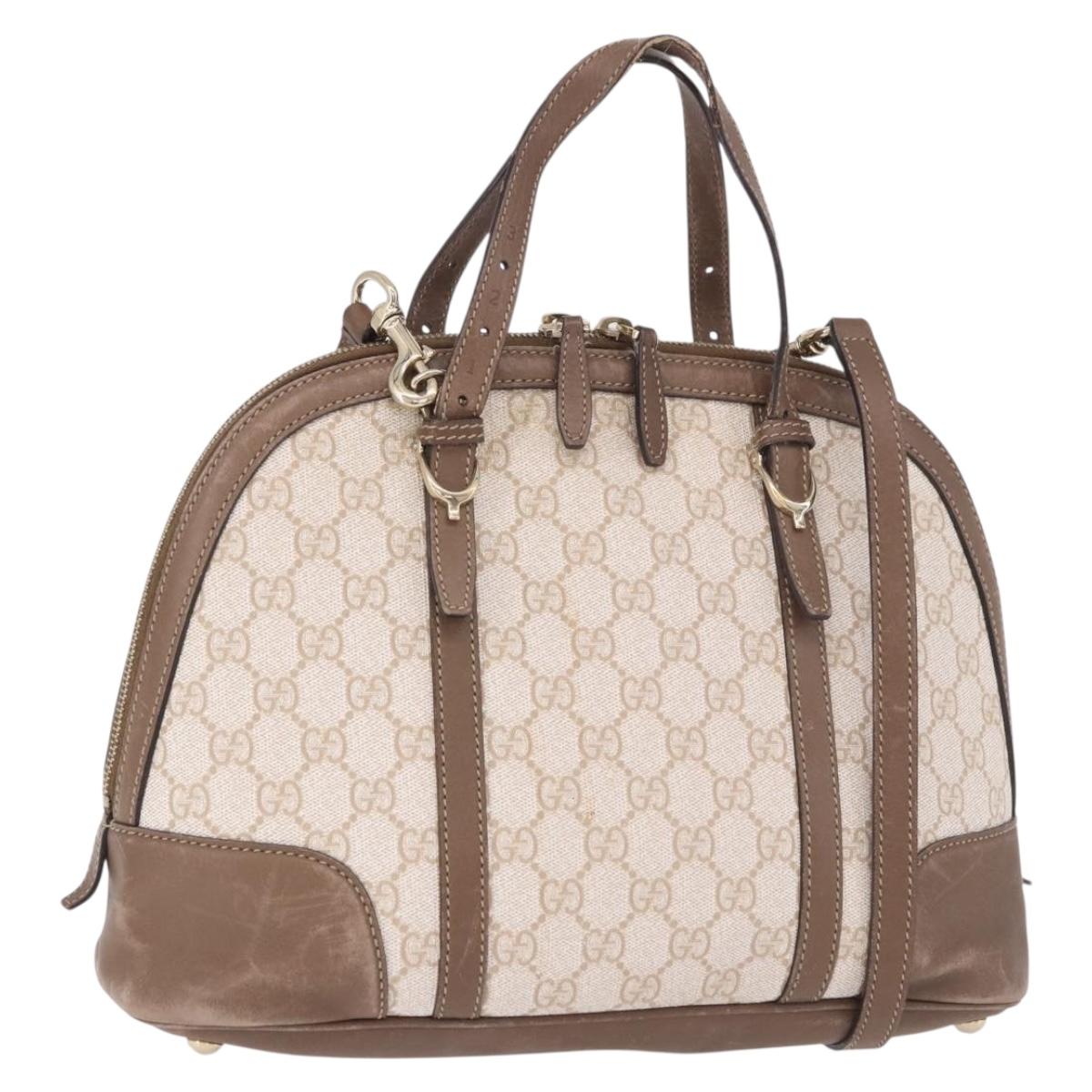 GUCCI GG Supreme Hand Bag PVC 2way Beige Gold 309617 Auth 190275