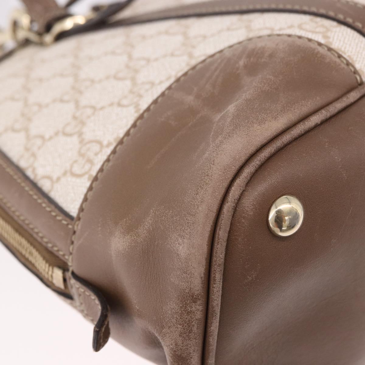GUCCI GG Supreme Hand Bag PVC 2way Beige Gold 309617 Auth 190275