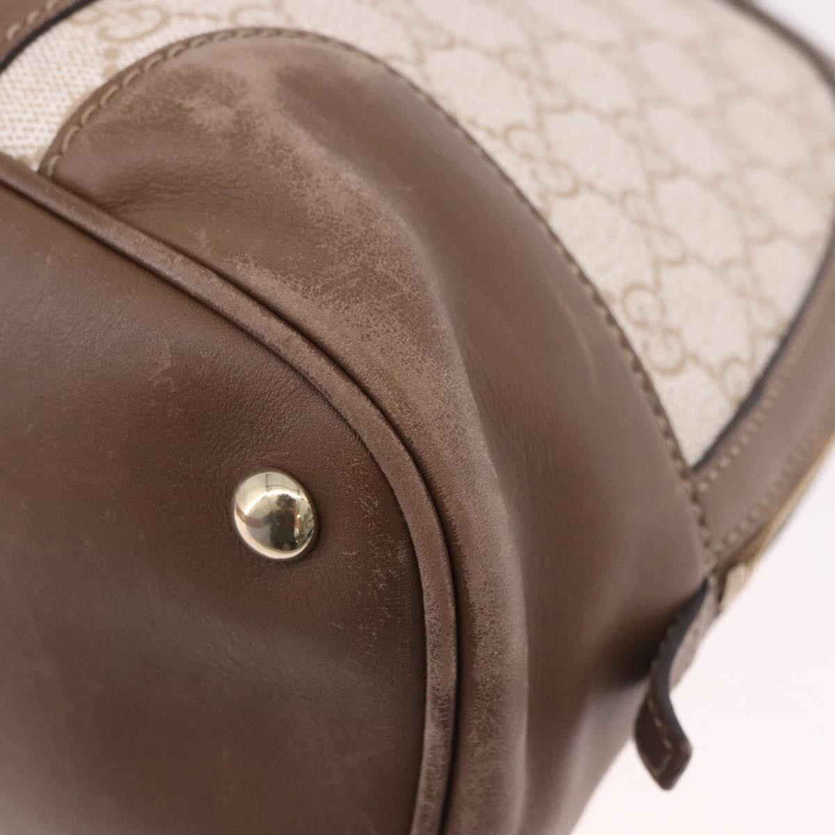 GUCCI GG Supreme Hand Bag PVC 2way Beige Gold 309617 Auth 190275
