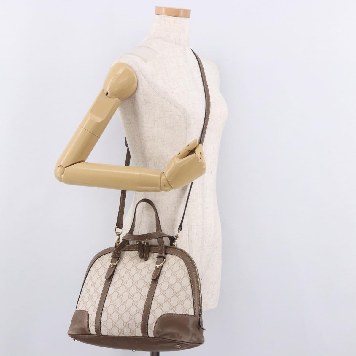 GUCCI GG Supreme Hand Bag PVC 2way Beige Gold 309617 Auth 190275