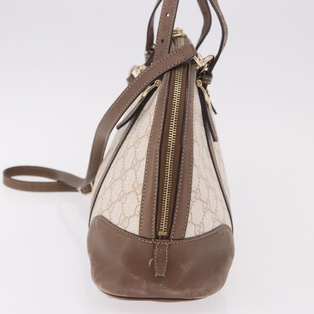 GUCCI GG Supreme Hand Bag PVC 2way Beige Gold 309617 Auth 190275