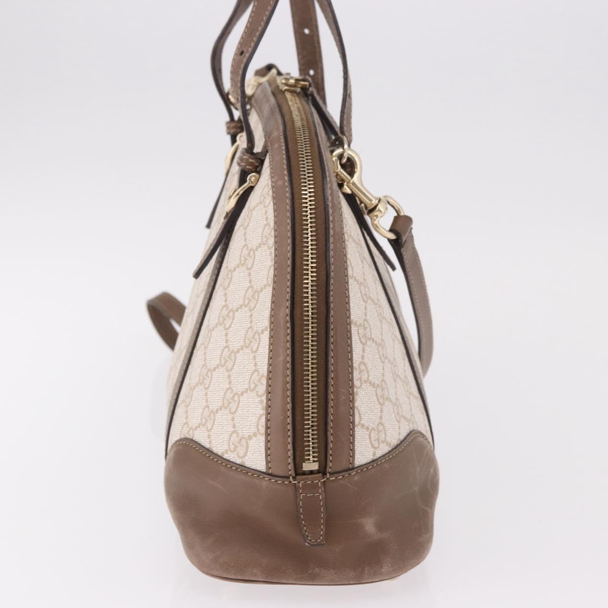 GUCCI GG Supreme Hand Bag PVC 2way Beige Gold 309617 Auth 190275