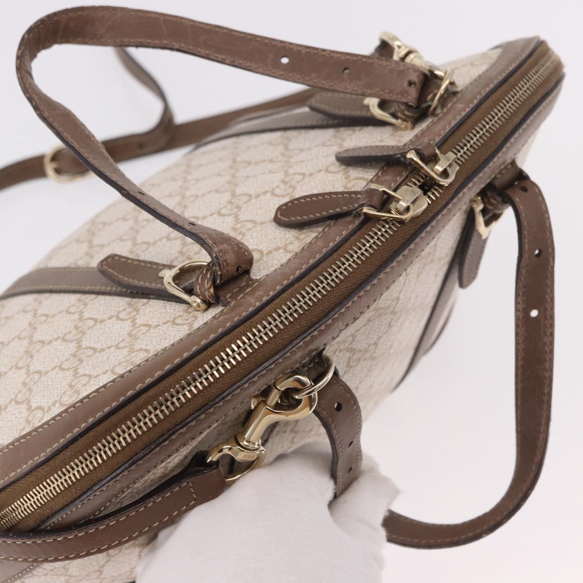 GUCCI GG Supreme Hand Bag PVC 2way Beige Gold 309617 Auth 190275