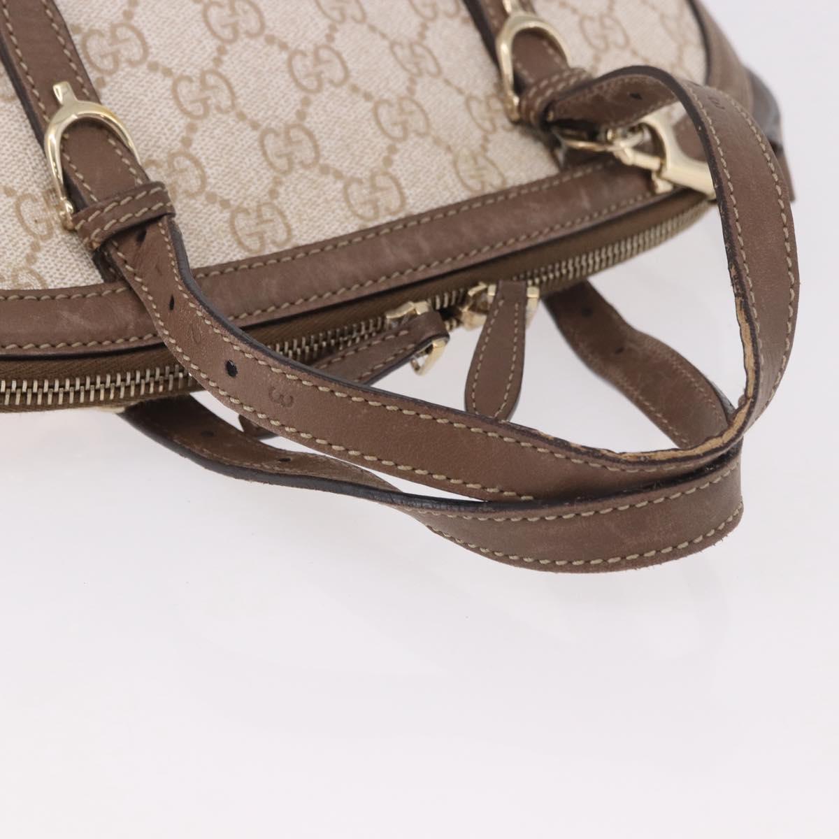 GUCCI GG Supreme Hand Bag PVC 2way Beige Gold 309617 Auth 190275