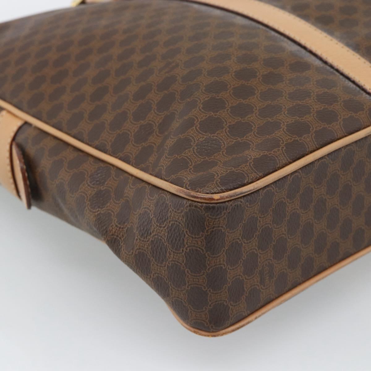 CELINE Macadam Canvas Business Bag PVC Leather Brown Gold Auth 190276
