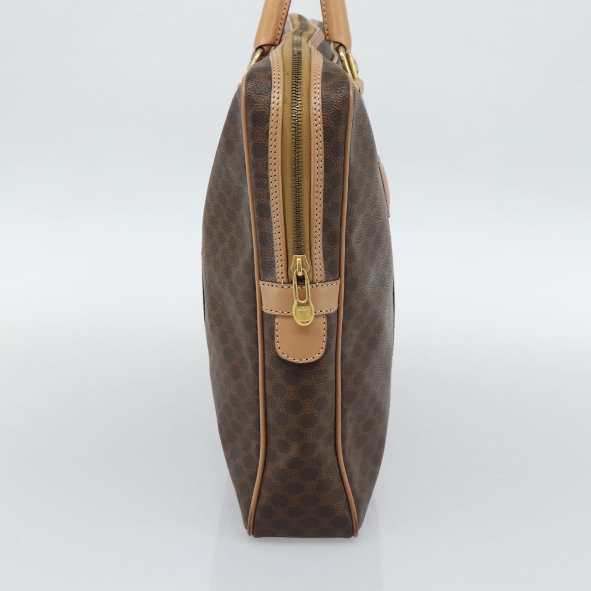 CELINE Macadam Canvas Business Bag PVC Leather Brown Gold Auth 190276