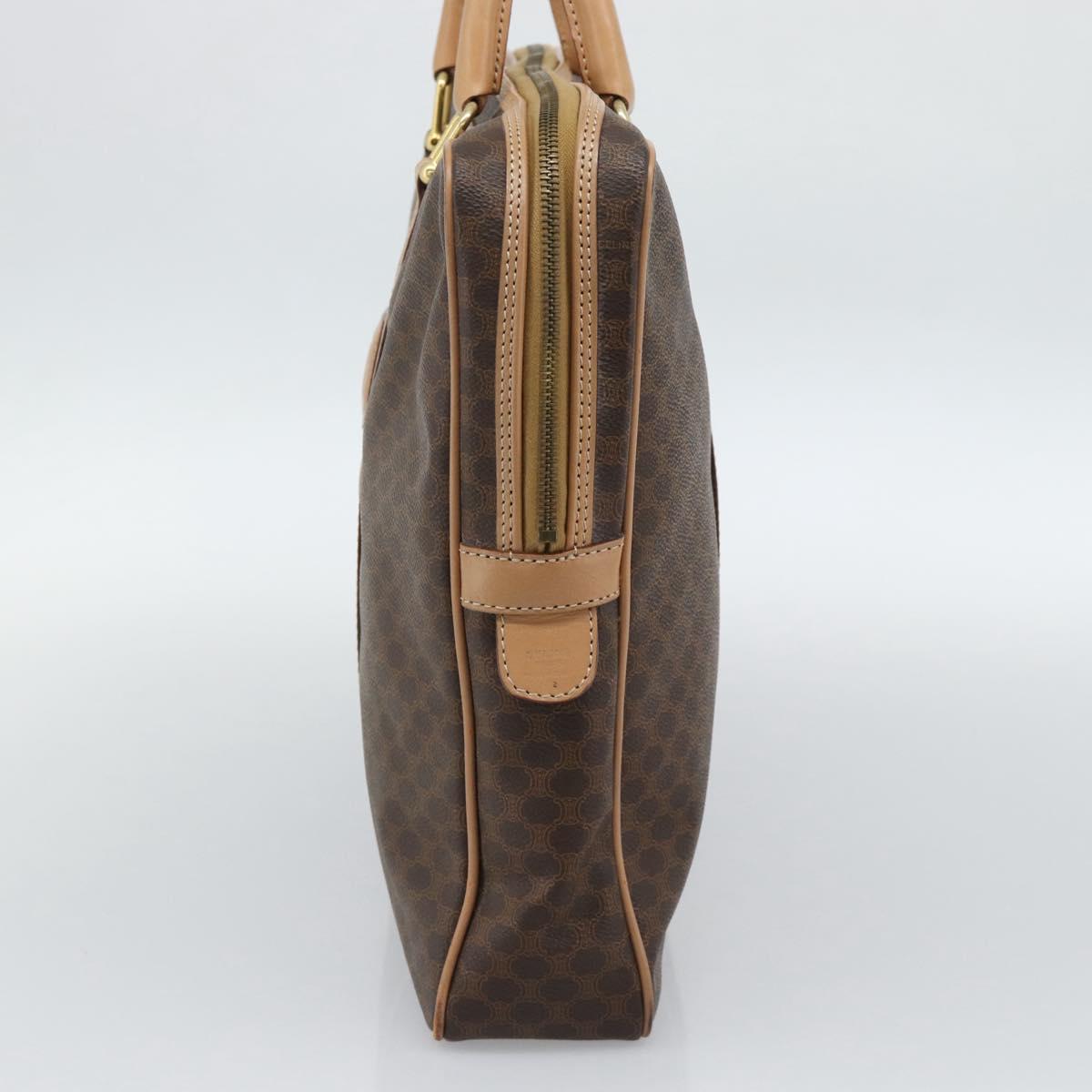 CELINE Macadam Canvas Business Bag PVC Leather Brown Gold Auth 190276