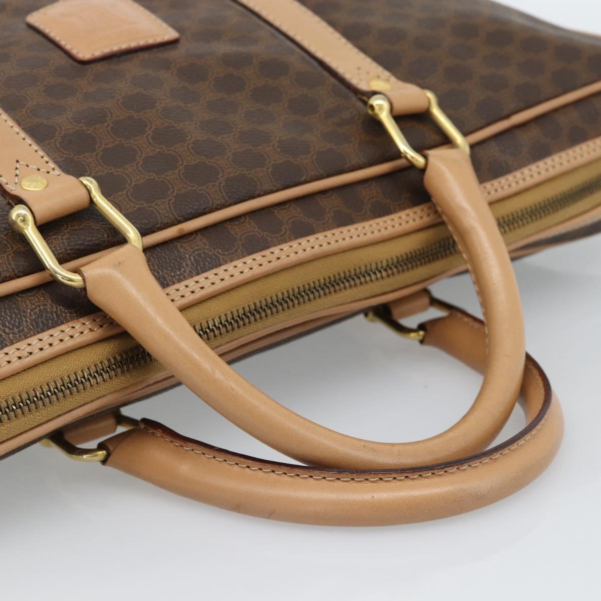 CELINE Macadam Canvas Business Bag PVC Leather Brown Gold Auth 190276