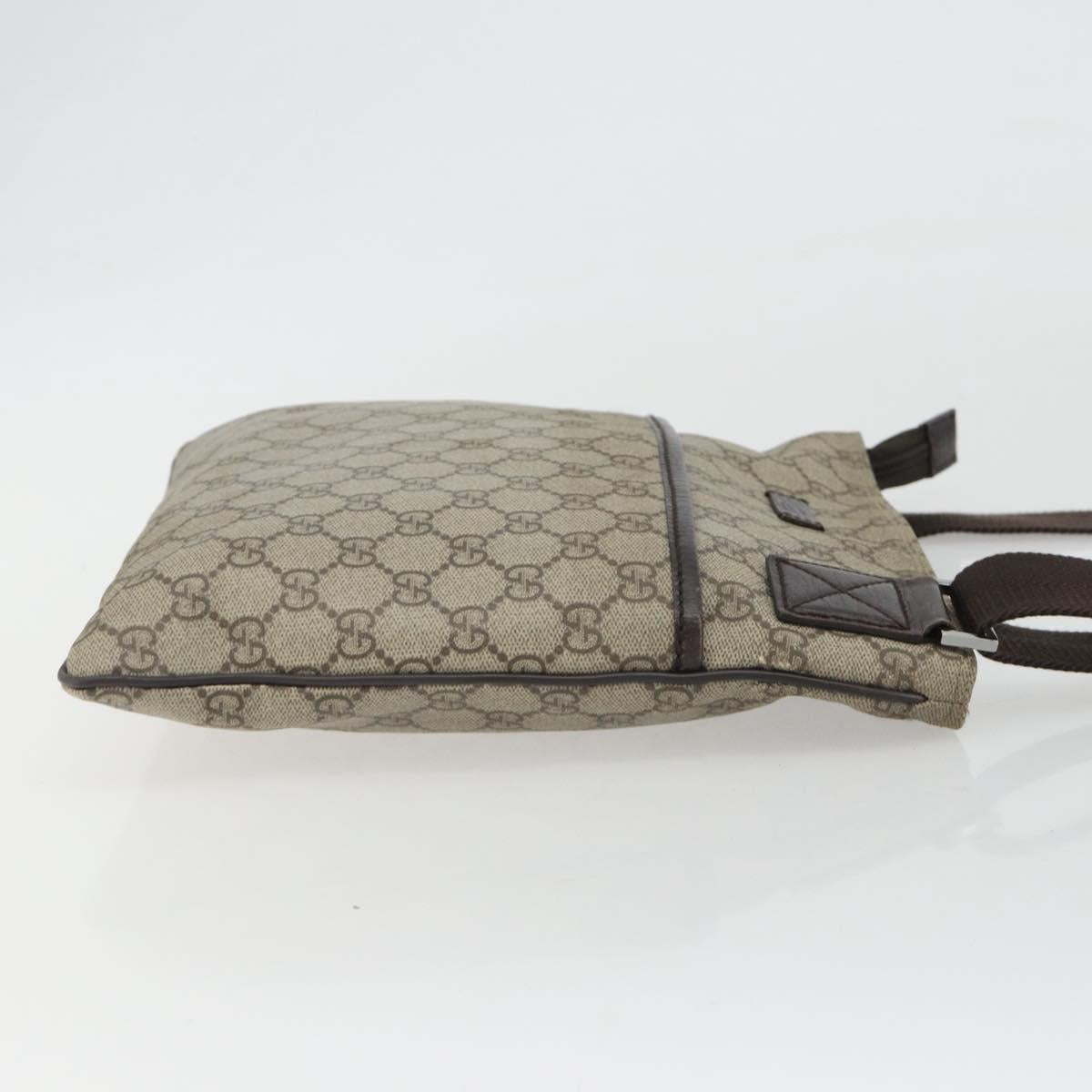 GUCCI GG Supreme Shoulder Bag PVC Beige Silver 141626 Auth 190277A