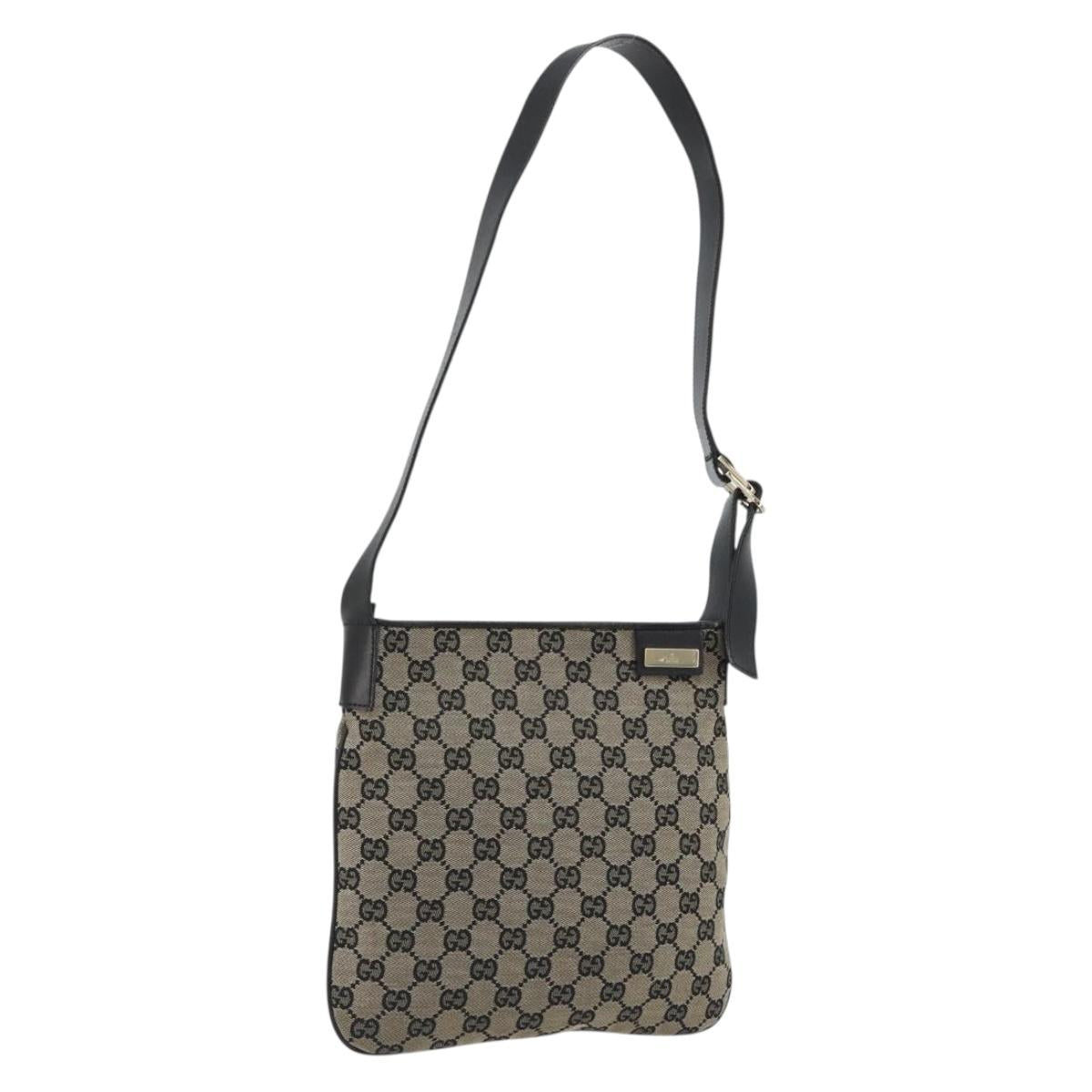 GUCCI GG Canvas Shoulder Bag Navy Gold 019 0422 Auth 190278A