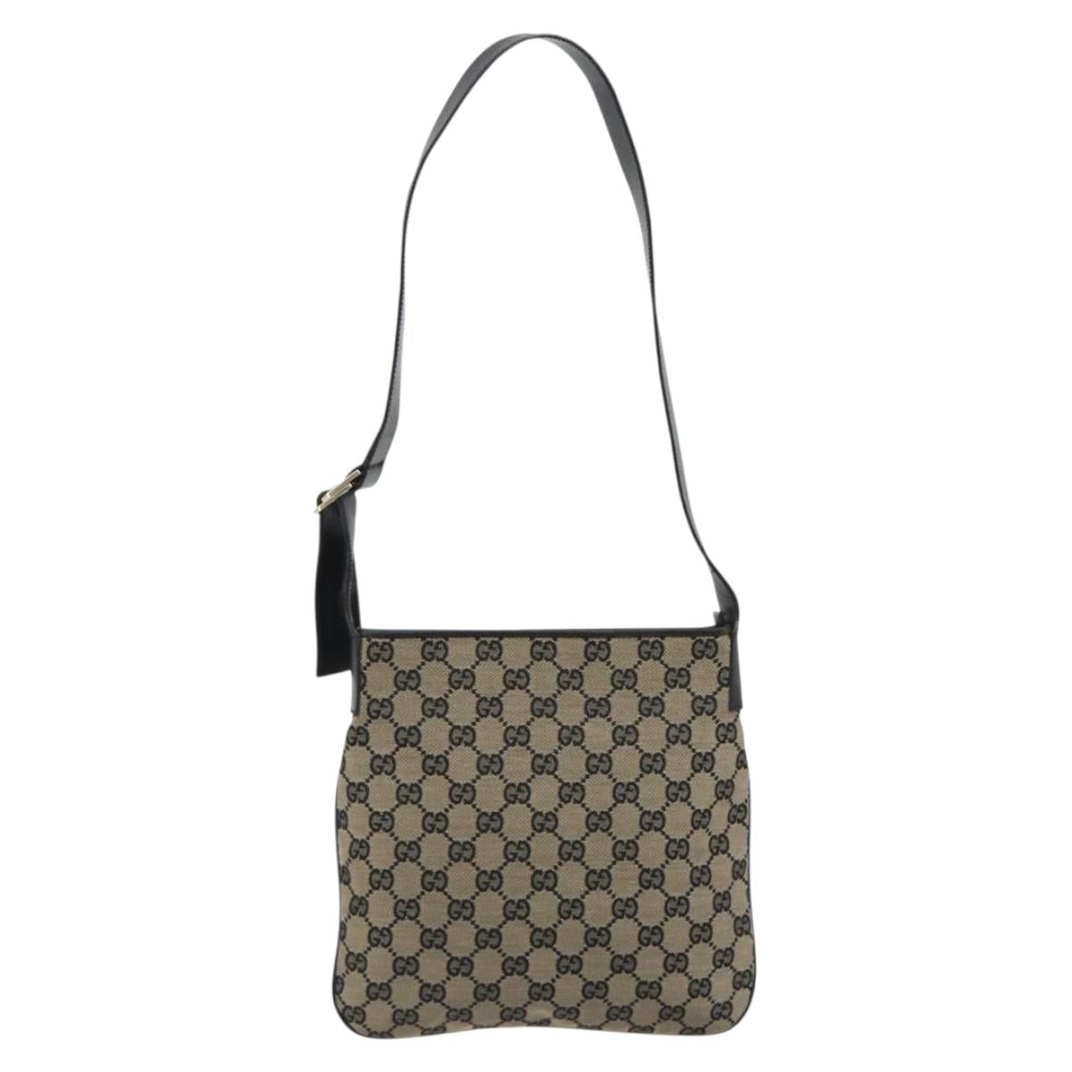 GUCCI GG Canvas Shoulder Bag Navy Gold 019 0422 Auth 190278A