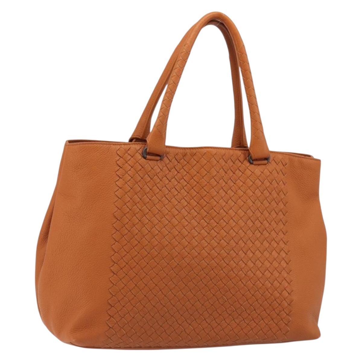 BOTTEGA VENETA INTRECCIATO Tote Bag Leather Orange Auth 190279A