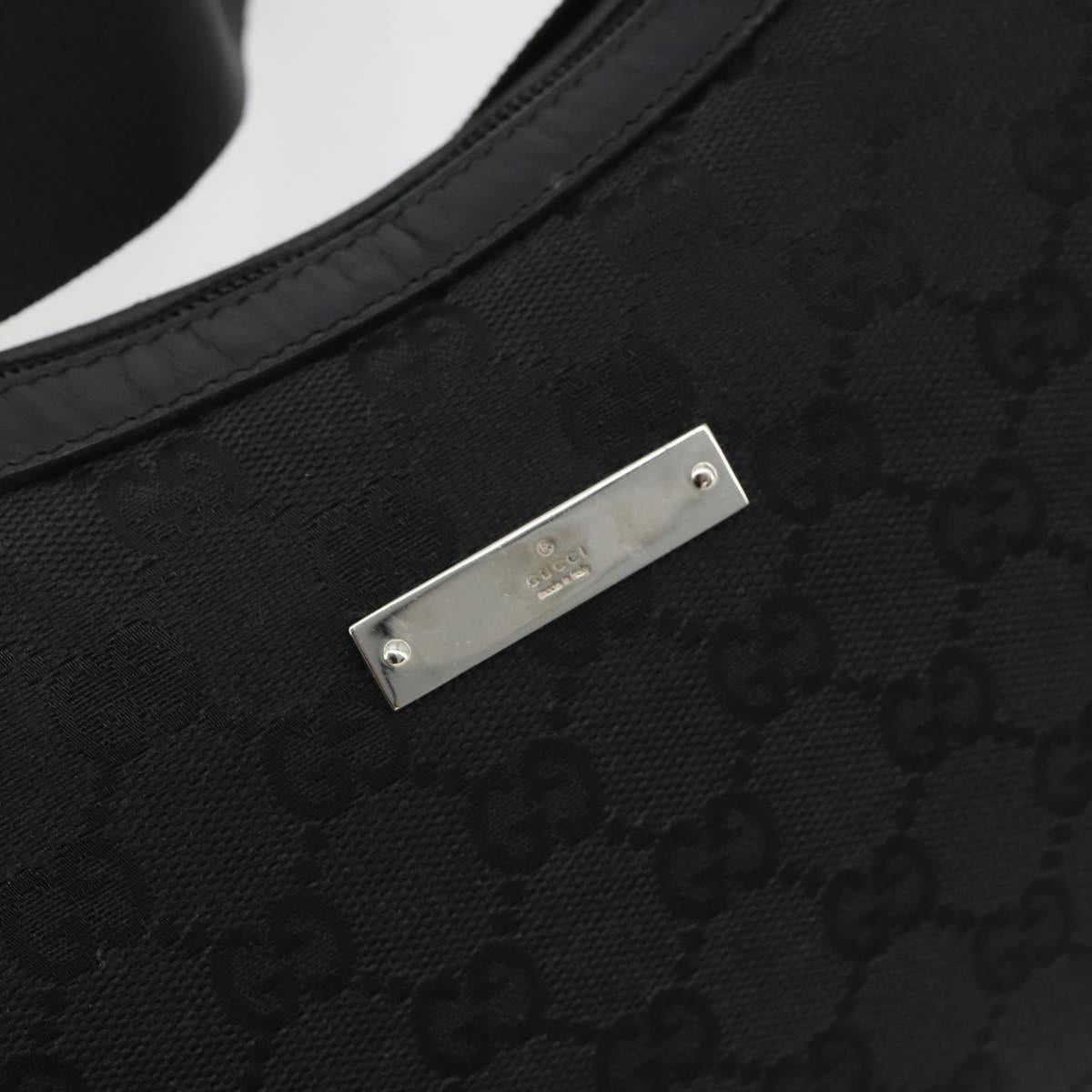 GUCCI GG Canvas Shoulder Bag Black Silver 35098 Auth 190284A