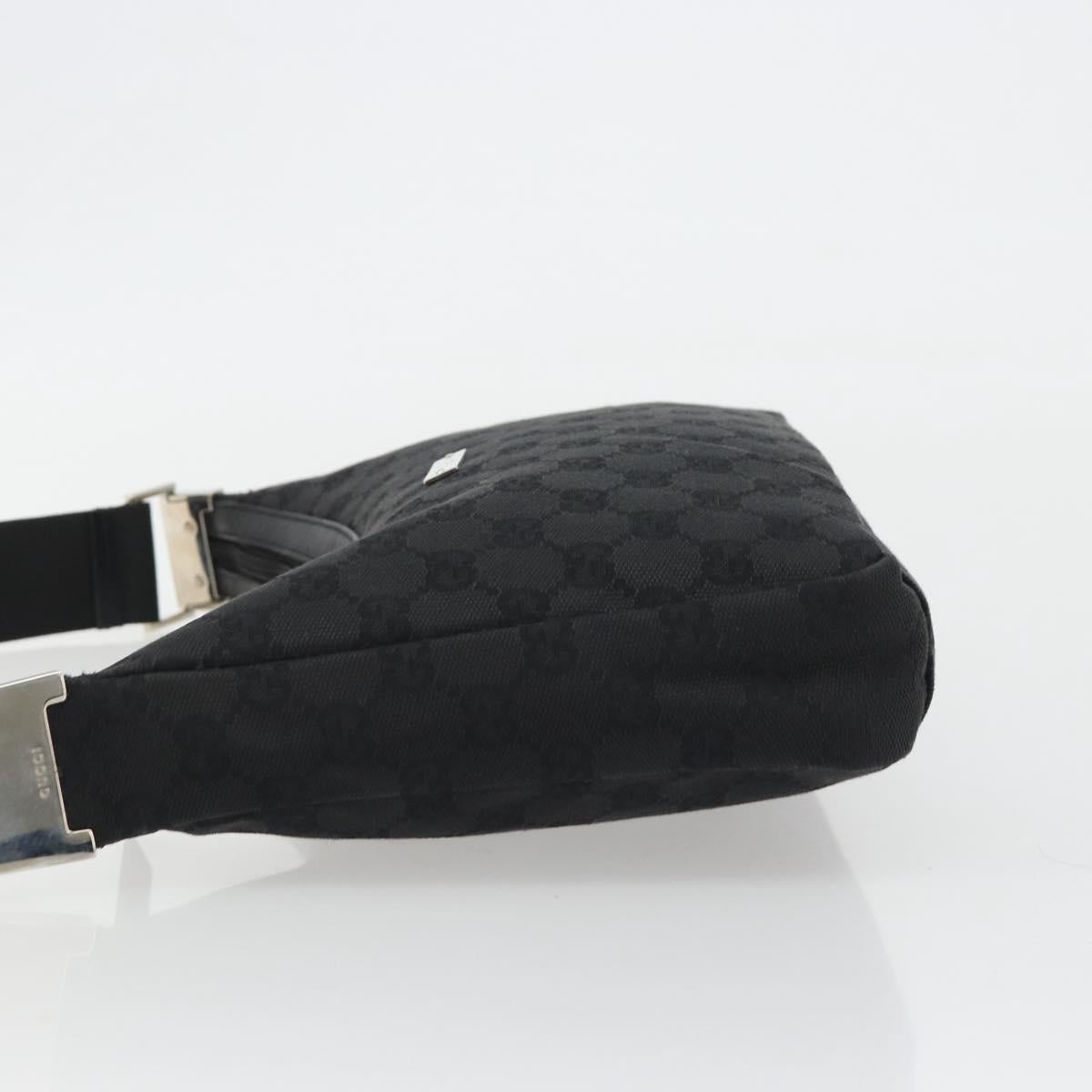 GUCCI GG Canvas Shoulder Bag Black Silver 35098 Auth 190284A