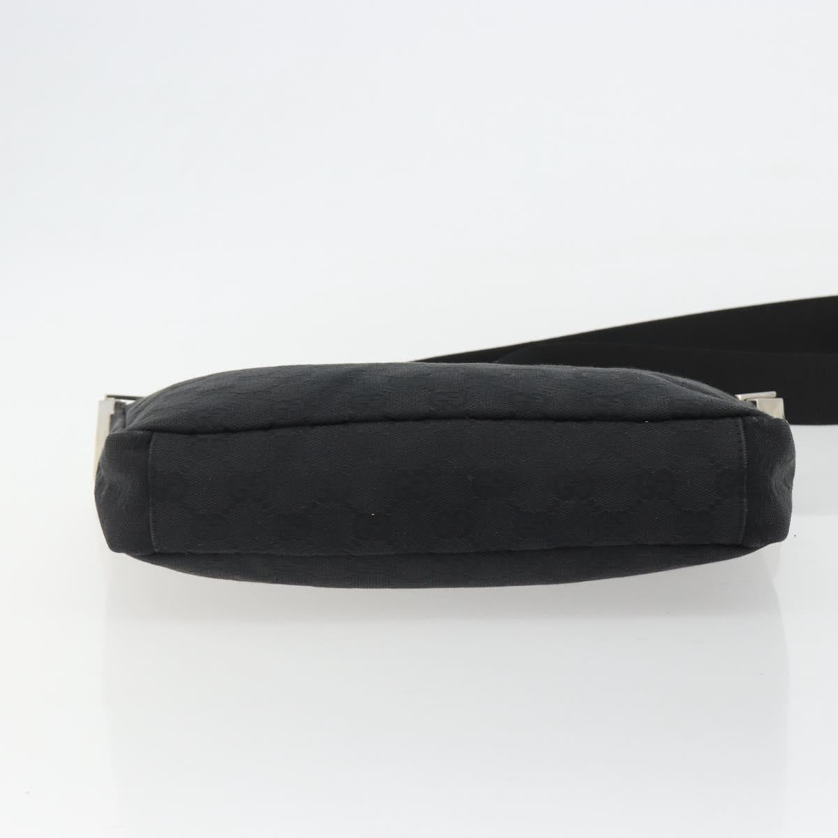 GUCCI GG Canvas Shoulder Bag Black Silver 35098 Auth 190284A
