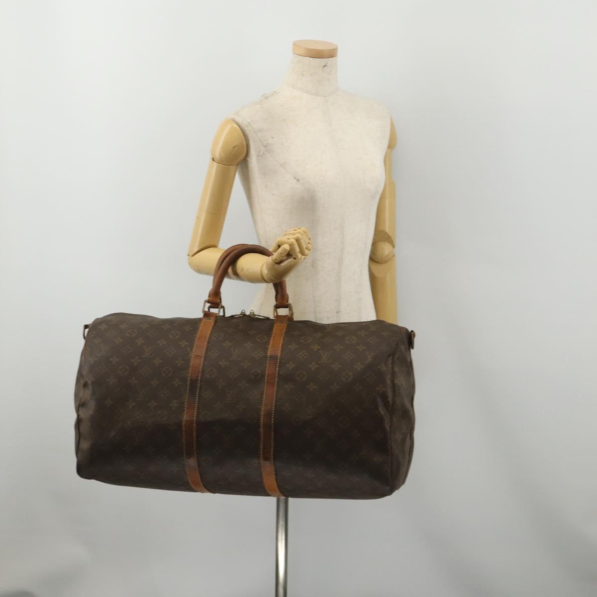 LOUIS VUITTON Monogram Keepall Bandouliere 55 Boston Bag M41414 LV Auth 190288