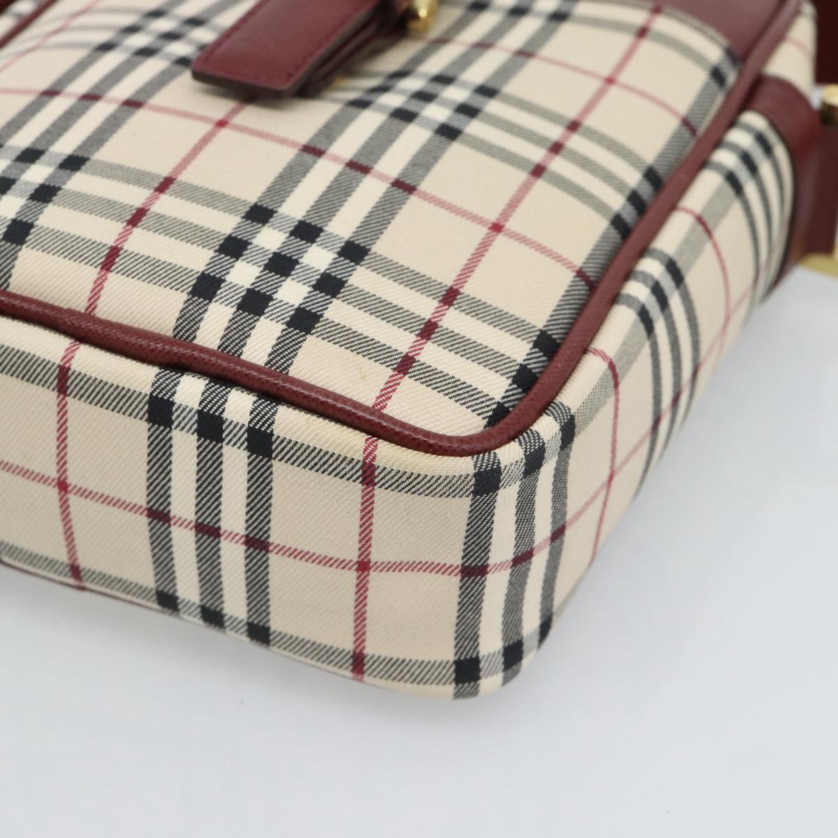 BURBERRY Nova Check Shoulder Bag Canvas Beige Gold Auth 190290A