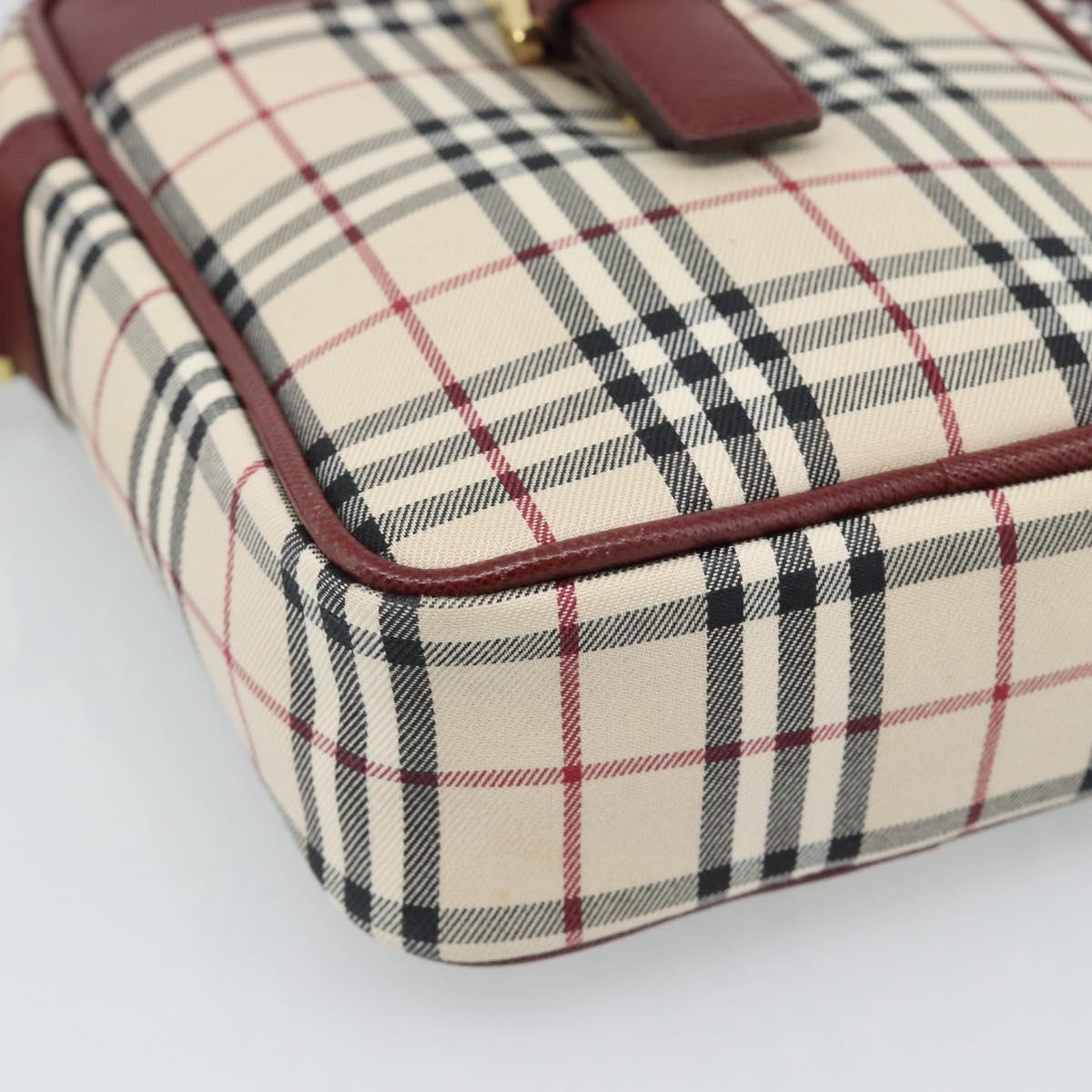 BURBERRY Nova Check Shoulder Bag Canvas Beige Gold Auth 190290A