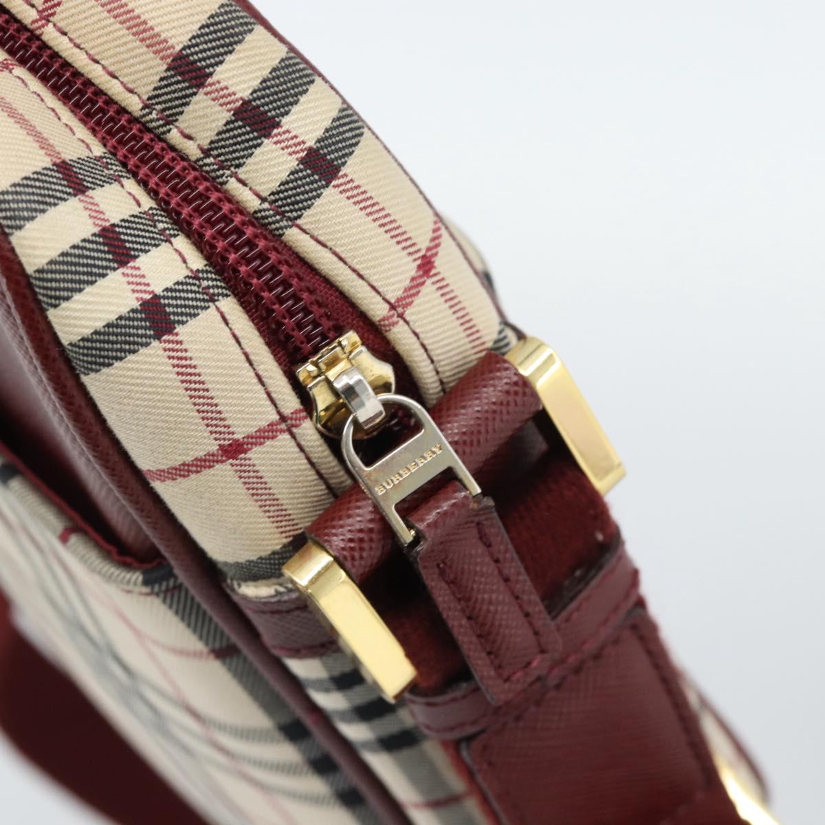 BURBERRY Nova Check Shoulder Bag Canvas Beige Gold Auth 190290A