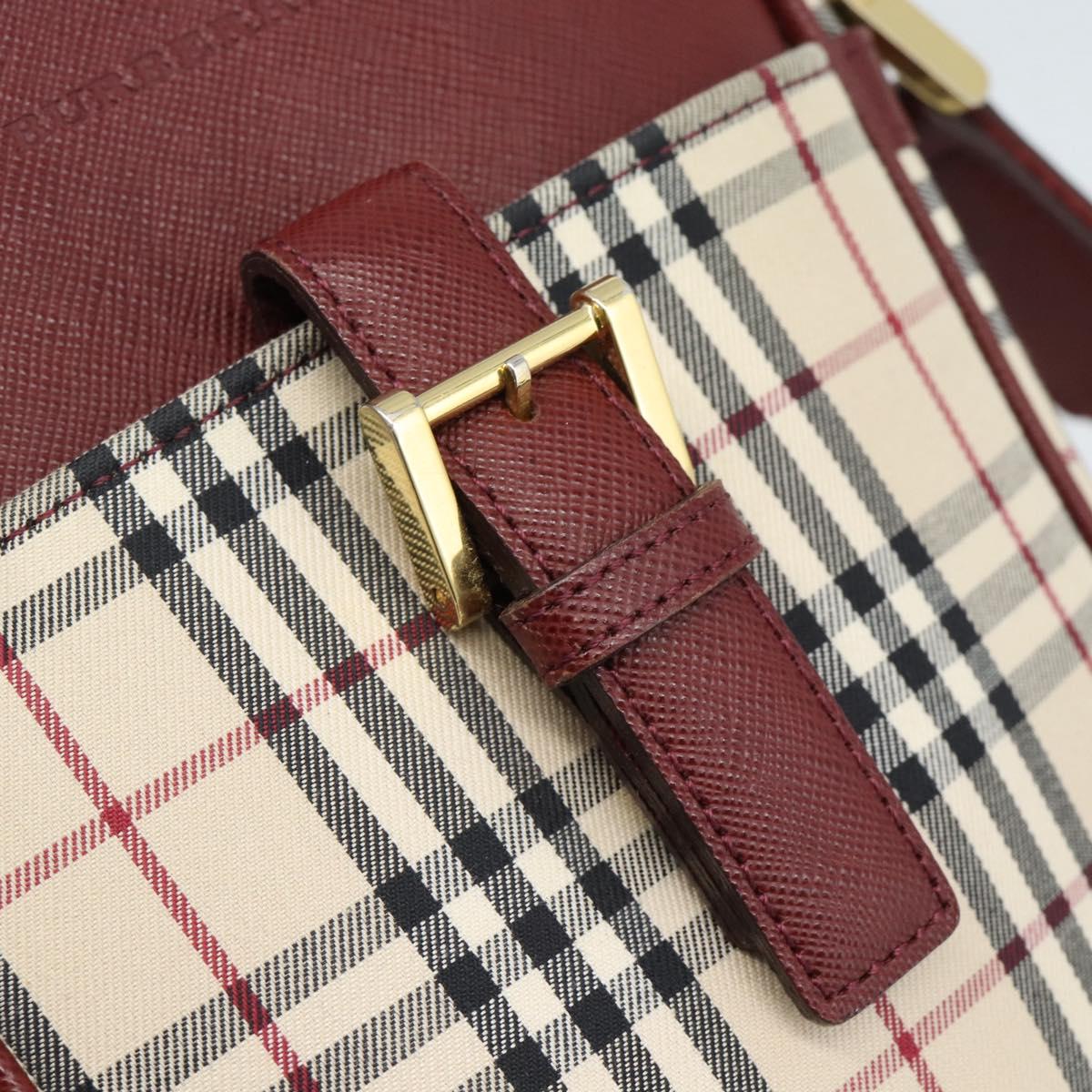 BURBERRY Nova Check Shoulder Bag Canvas Beige Gold Auth 190290A