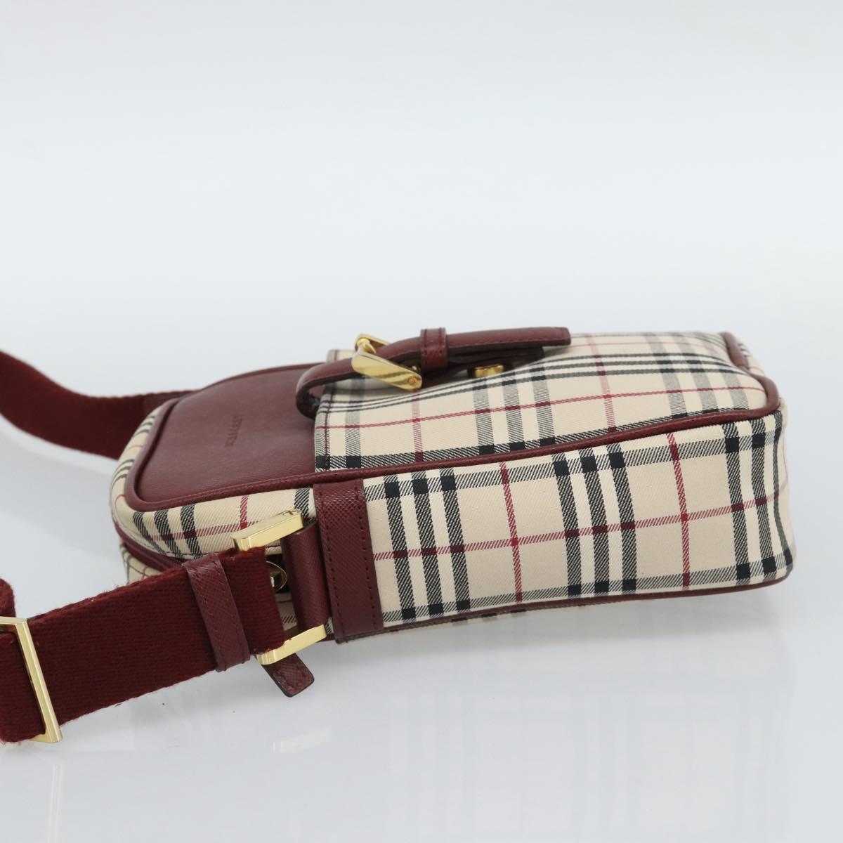 BURBERRY Nova Check Shoulder Bag Canvas Beige Gold Auth 190290A