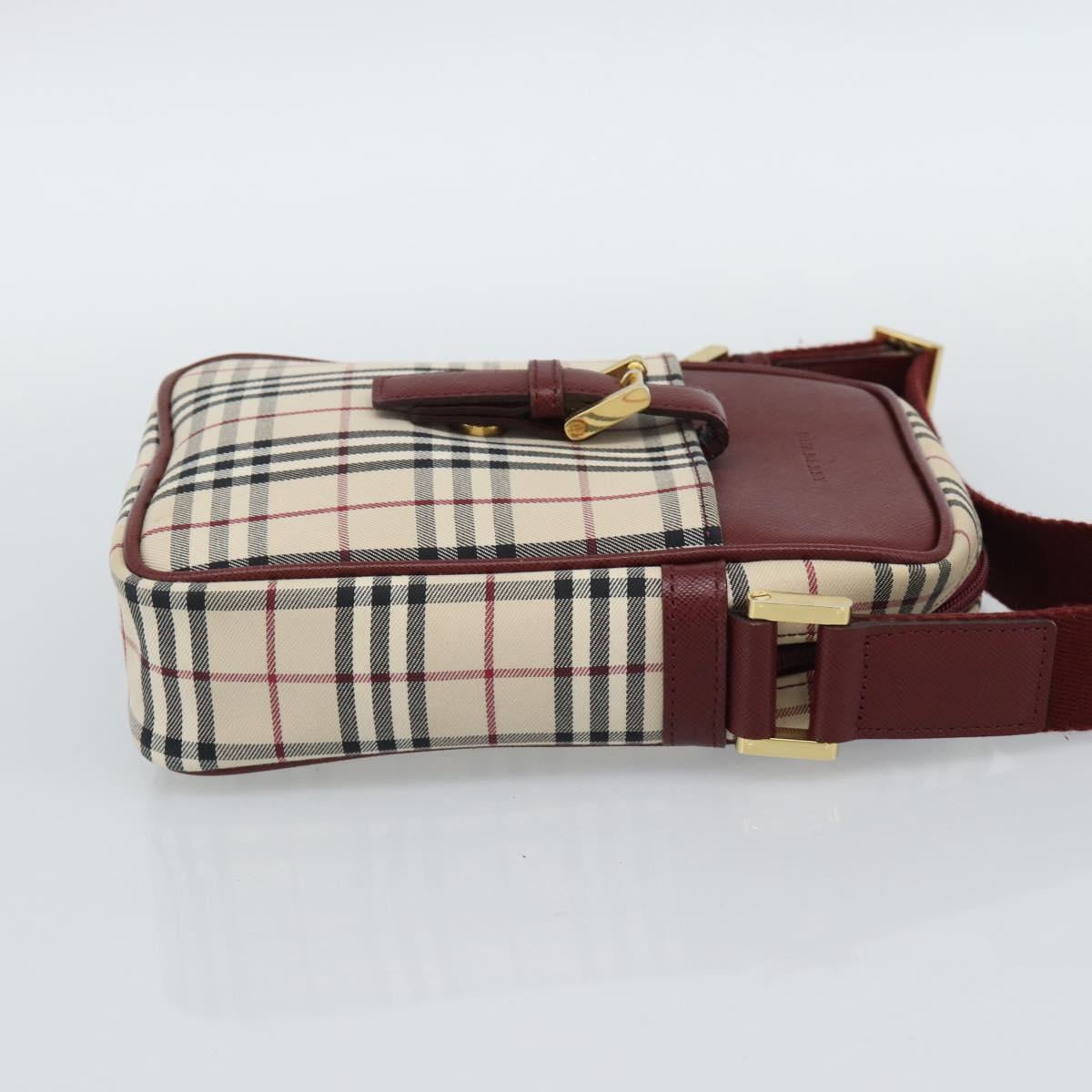 BURBERRY Nova Check Shoulder Bag Canvas Beige Gold Auth 190290A